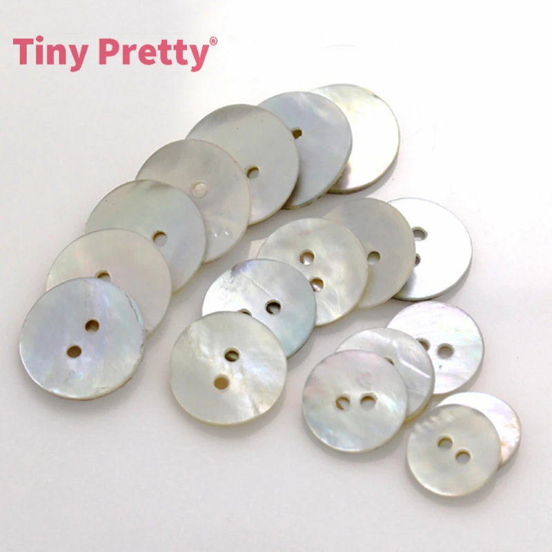

50pcs Natural Round Shell Buttons 2 Holes Flatback Mother of Pearl Buttons 10-20mm for DIY Crafts, Sewing Works, Embellishment