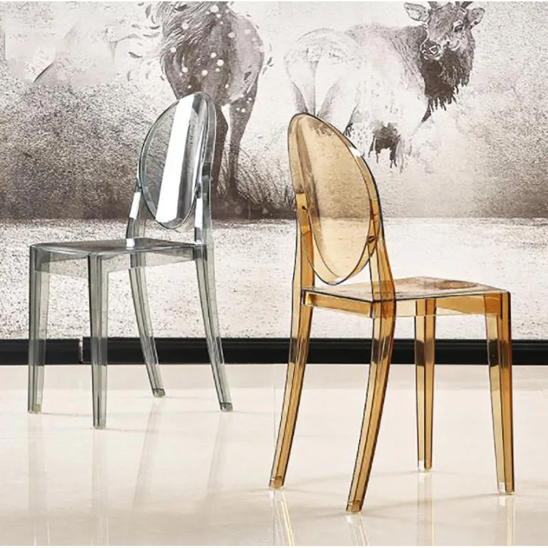

Simple Creative Plastic Chair Transparent Backrest Devil Coffee Chair Modern Hotel Restaurant Ghost Acrylic Dining Chair