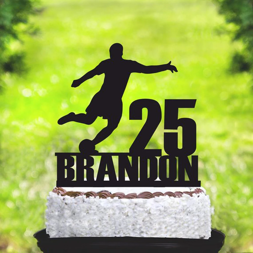 Personalized Name and Age Football Happy Birthday Party Cake Topper, Sport Theme Cake Topper  Decorations  Supplies
