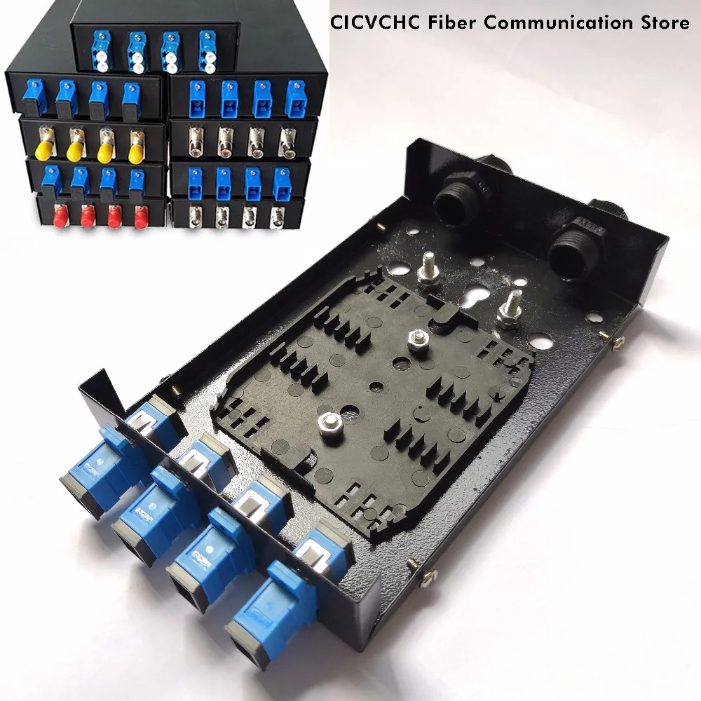 

10pcs FTTH Terminal Box with 4 Port SC Adapter or pigtail and two Cable Gland for 3.5 to 8.5mm cable