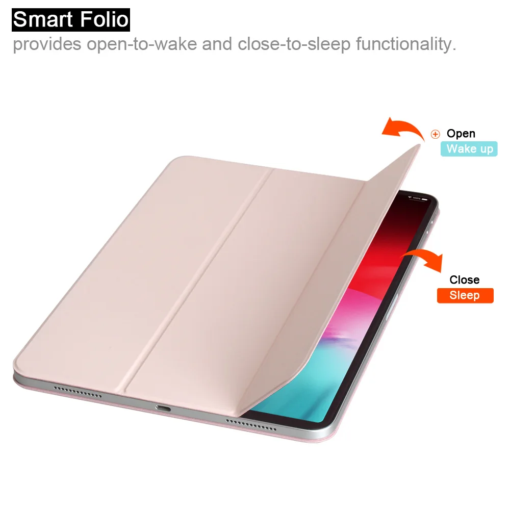 Magnetic Smart Folio for Face ID 12.9 inch iPad Pro 2018  Trifold Stand PU Leather Magnet Case Cover for iPad Pro12.9