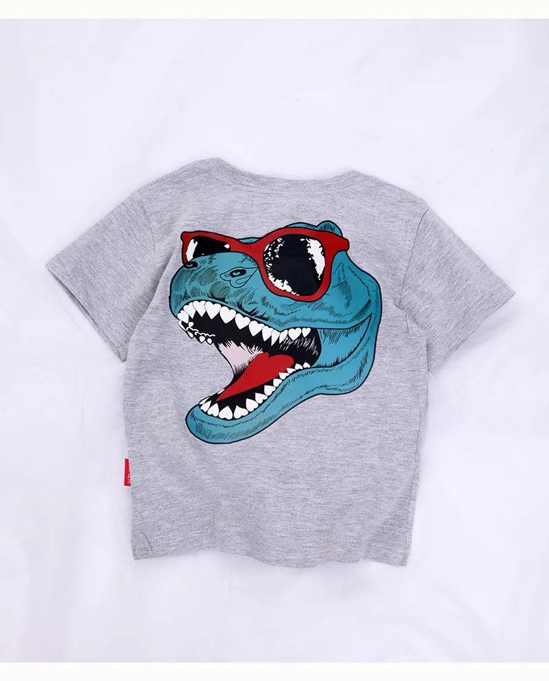 Одинаковые комплекты для семьи весенне-летние детские рубашки с изображением динозавров для девочек и мальчиков, футболка одежда для мамы и меня - Цвет: Серый