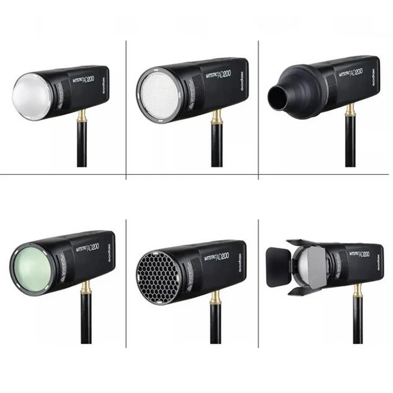 Карманная вспышка Godox 2 4G TTL HSS AD200 + 4 головки светильник (H200R /H200/H200J/AD L) адаптер