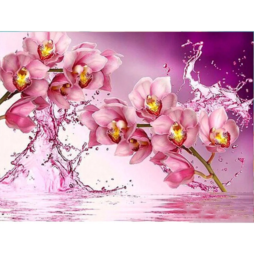 

Diy Round drill diamond painting cross stitch mosaics Full 100% cover embroidery "pink cherry " diamond embroidery flowers decor