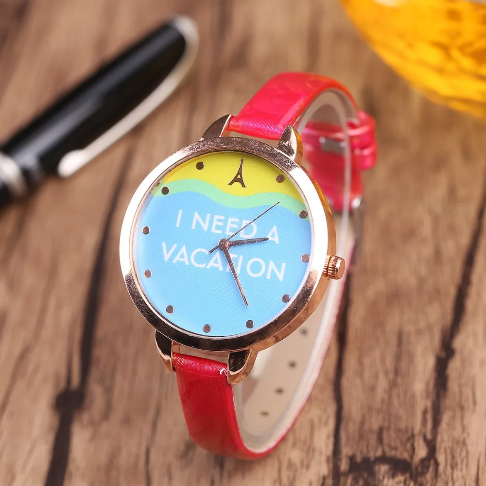

Luxury Fashion Leather Band Analog Quartz Round Wrist Watches women leather ladies Casual clock women digital
