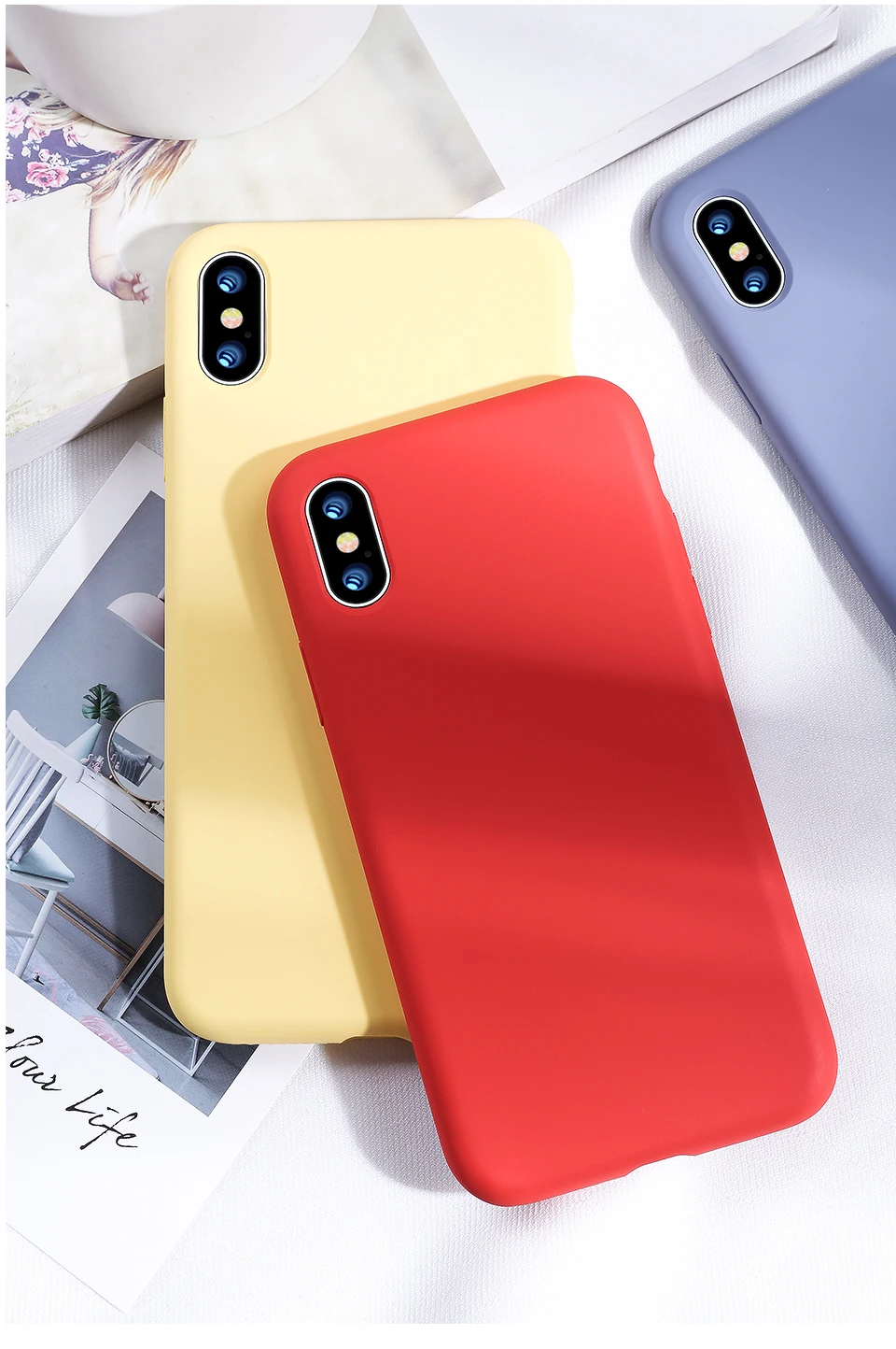 SmartDevil сплошной цвет силиконовый чехол для телефона для iphone 7 8 Plus XR X XS Max пары милый карамельный цвет мягкий простой модный чехол s