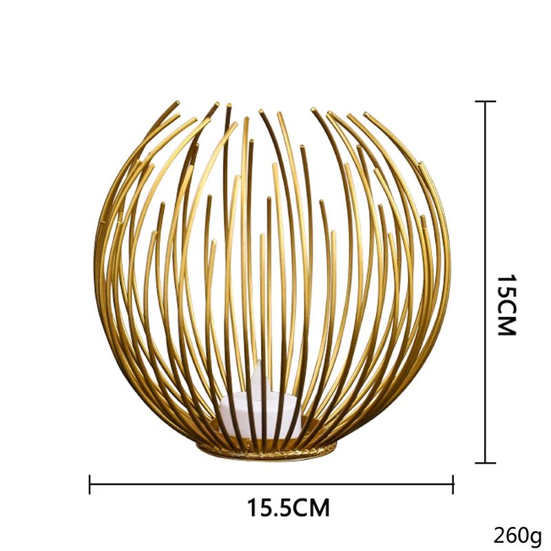 Европейский современный черный золотой ручная роспись железная проволока вокруг дома Настольный Железный чайный светильник подсвечник металлический стол