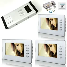 YobangSecurity Video door phone Intercom 7 Inch Doorbell System Kit Camera doorphone monitor Speakerphone intercom For 3 Unit