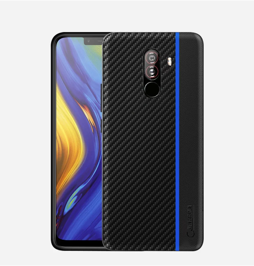 Для Xiao mi Pocophone F1 чехол CENMASO углеродное волокно из искусственной кожи Защитная задняя крышка для mi Pocophone F1 чехол для телефона