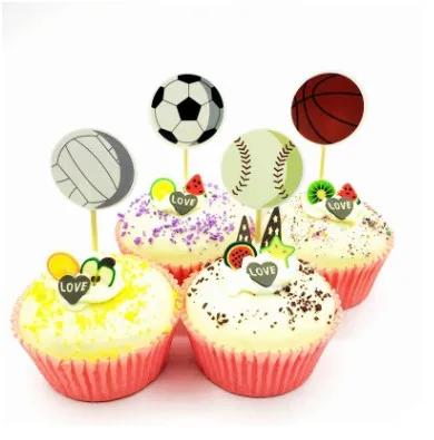 24 trozo de pastel tapa cupcake decoración para niños cumpleaños Magdalena decorativas fútbol 