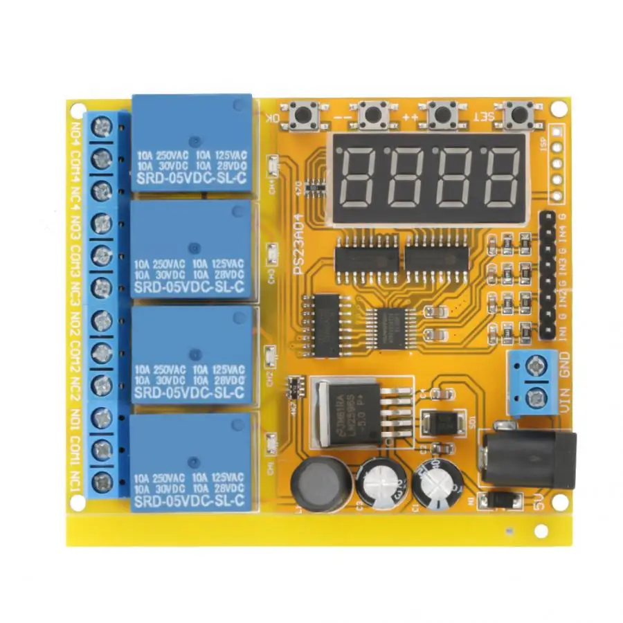 

4 Channel Battery Protection Board Relay Module Voltage Control Relay Lithium Battery Charging Discharge Protection Board 5-24V