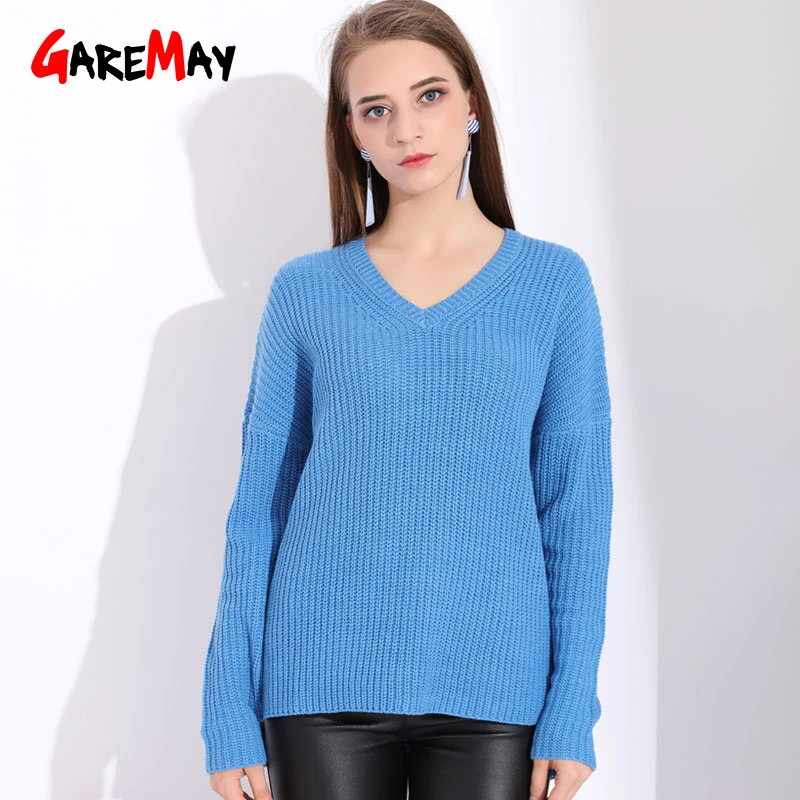 Garemay Women Sweaters 2022 Jumpers Ladies Winter Pullover Autumn V Neck Sweater Casual Korean | Женская одежда