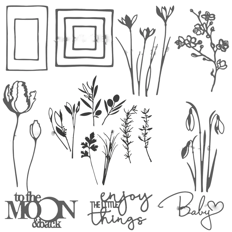 Металлические режущие штампы для скрапбукинга сделай сам с надписью Beauty Wild Flower
