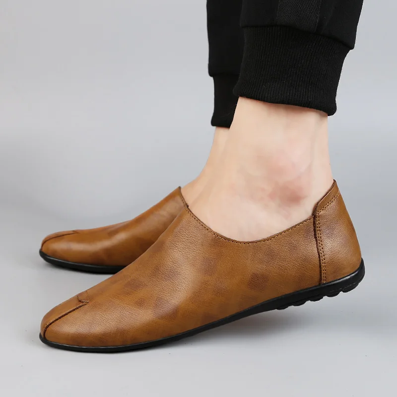 

Comfortable Handmade Genuine Leather Shoes Casual Men's Flats Man Driving Shoes Soft Bottom Leather Men Shoes Flats Shoes C4