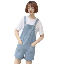 Новые летние свободные джинсовые комбинезоны для девочек, универсальные весенние джинсовые шорты больших размеров для студентов, женский джинсовый комбинезон с широкими штанинами WZ348