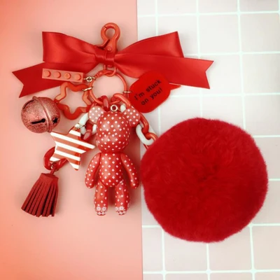 

Bomgom Cartoon Popobe Gloomy Bear Teddy Bear Cute Keychain Fur Pompoms Pom pom Holder Bag Charm Holder Key Chain Pendant F146