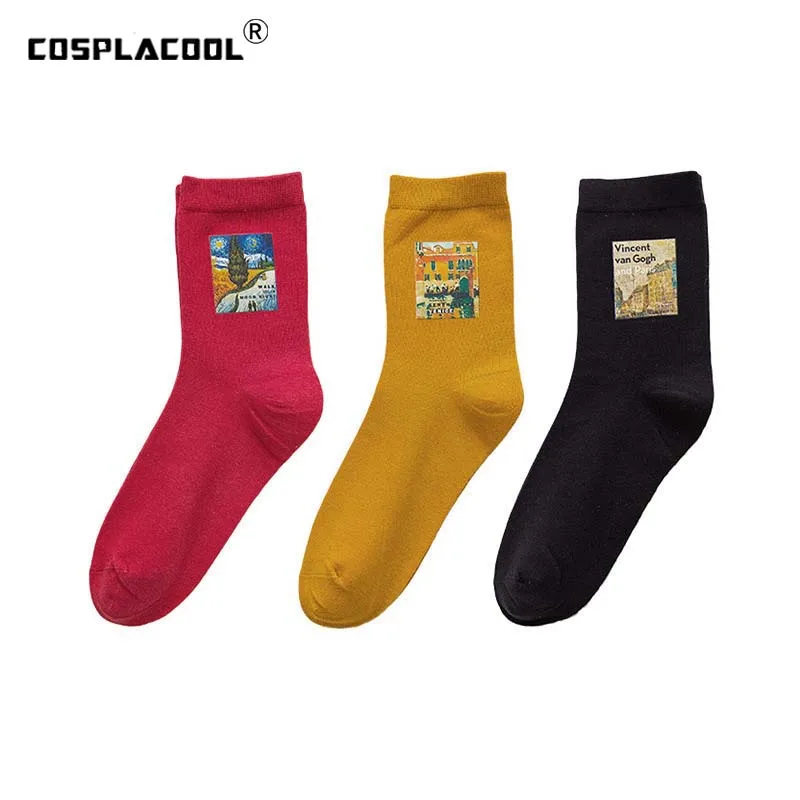 

[COSPLACOOL]Japanese Style Hipster Skarpetki Funny Socks Art Abstract Oil Painting Socks Women Creative Sokken Chaussette Femme