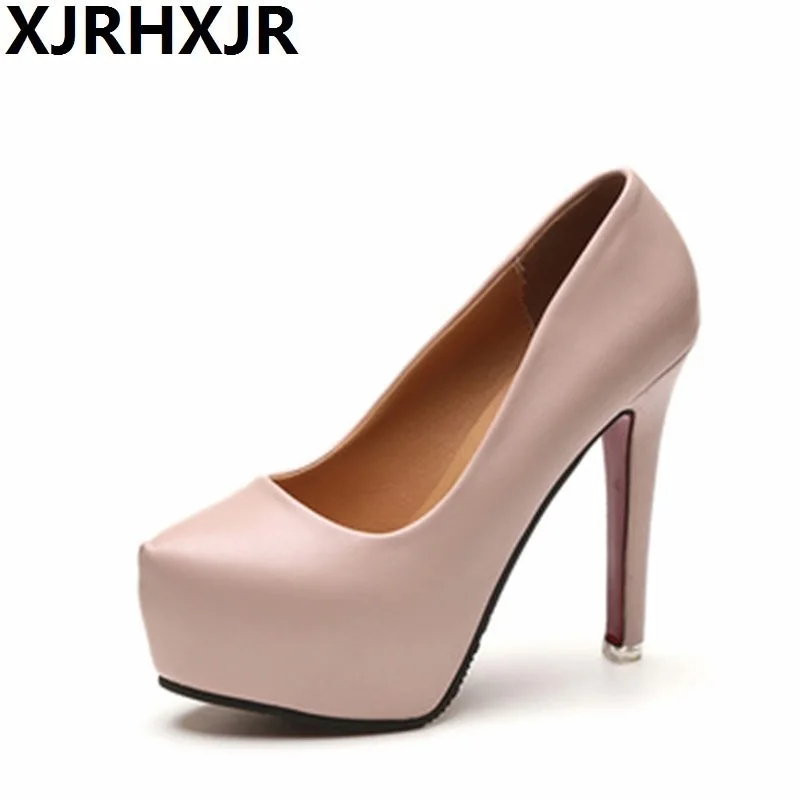 

XJRHXJR New Platform Shoes Women Pumps Solid Shallow Party Shoes Four Seasons Thin High Heels Shoes Single Elegant Contracted