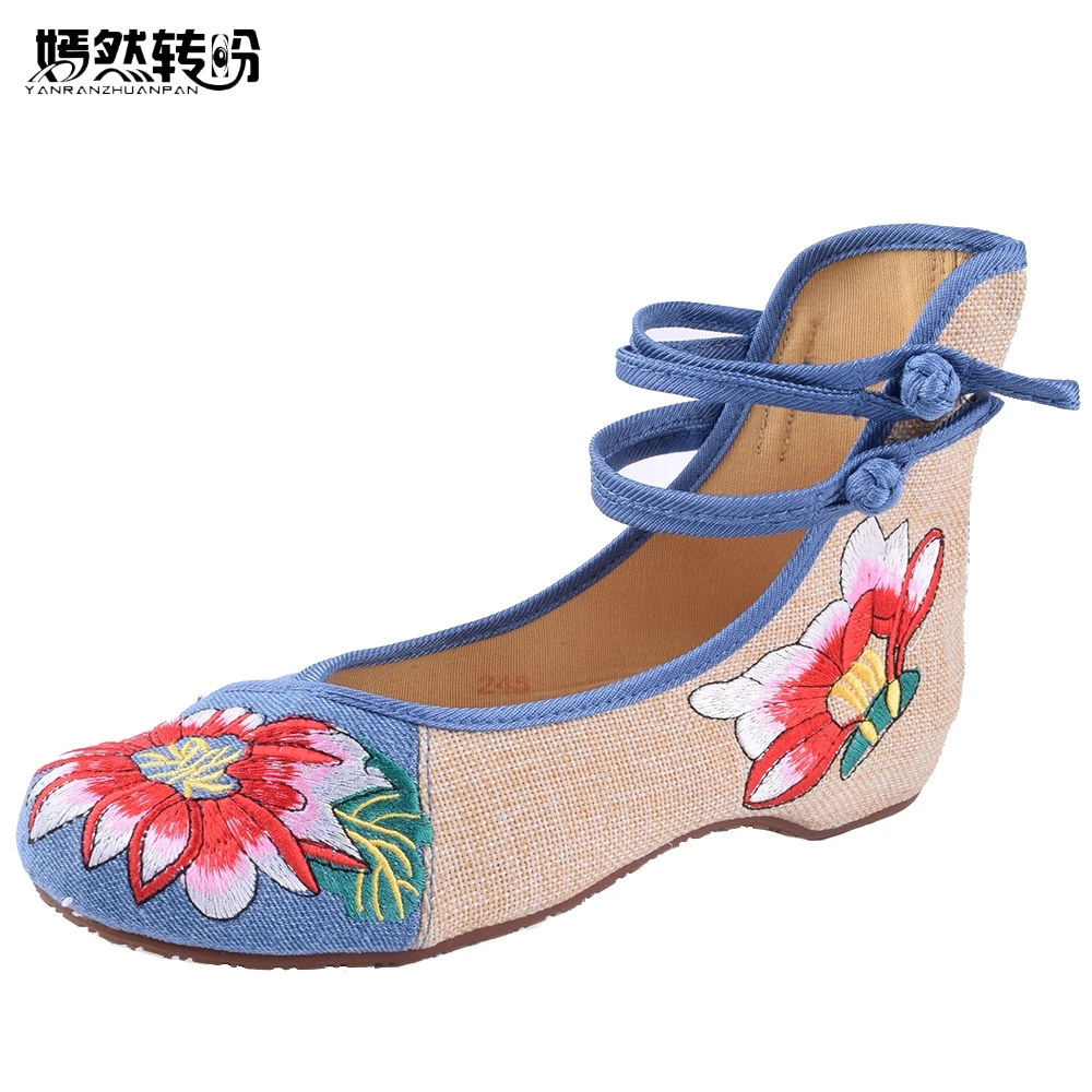 

Women Flats Plus Size 41 Spring/Summer Woman Cloth Shoes Chinese Flower Embroidery Casual Dancing Flats For Woman Zapatos Mujer