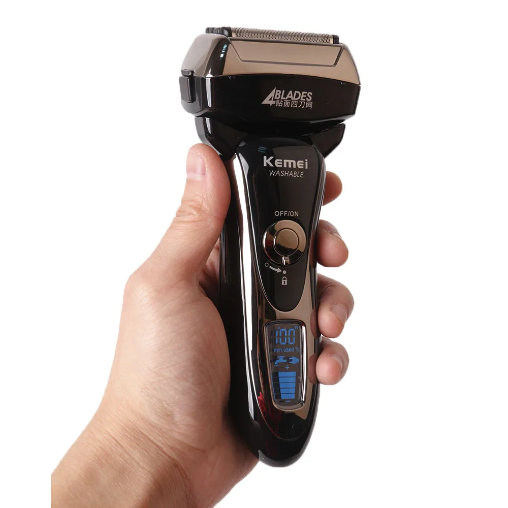 

Quick Charge Reciprocating Kemei Electric Shaver Razor 4 Blade-head Beard Shaving Men Female Rechargeable Facial Trimmer