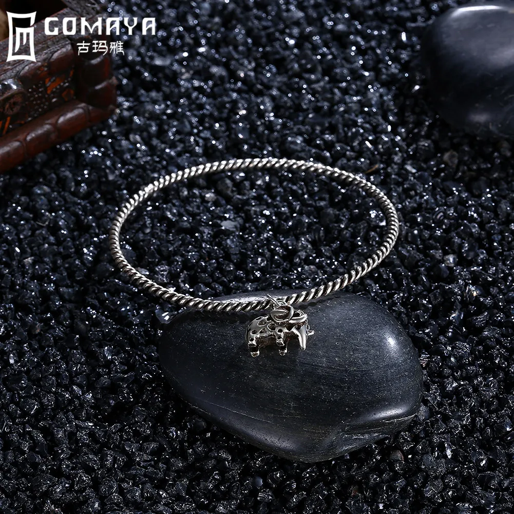 

GOMAYA Boho 925 Sterling Silver Bangles Elephant Women Charm Bracelets Gift for Women Pulseras Armband Jewelry Accessories