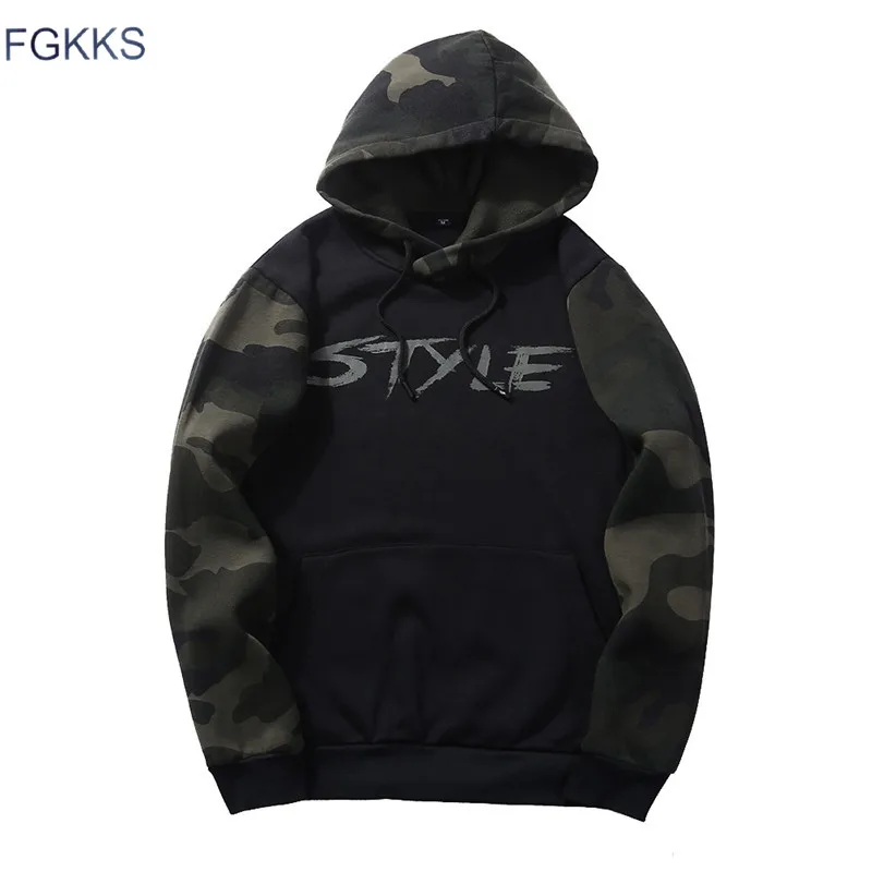 

FGKKS Sweatshirts Men Hoodies With Hat Print Style Spring Autumn Loose Camouflage Patchwork Casual Tracksuit Male Hoodie EU Size