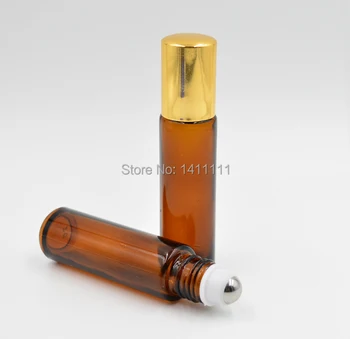

BY DHL/EMS Free Shipping 600pcs/lot 10ml 1/3OZ Amber ROLL ON GLASS BOTTLE ESSENTIAL OIL Fragrances BOTTLE Metal Roller Ball