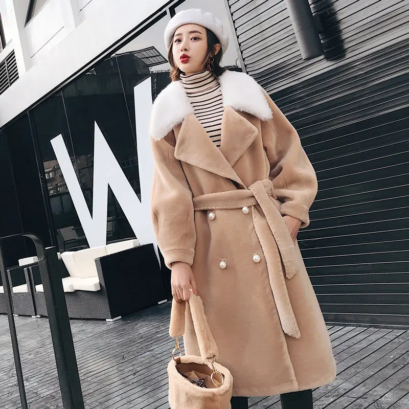Outwear Qualité As Fourrure 2018 Supérieure Mouton Show Vestes Veste Manteau Femmes Avec Ceinture Mode Réel Show Laine as De Épaisse D'hiver Chaud gFCwqTg
