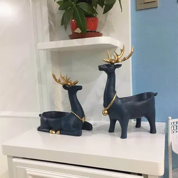 

Nordic Home Decoration Accessories Lucky Resin Deer Living Room Porch Decoration Ornaments White Storage Key Box