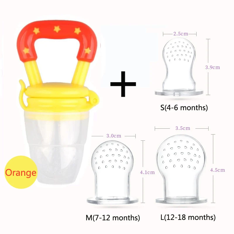 1 шт. соска для фруктов и овощей с фильтром 3 размера SML Мягкая силиконовая соска для безопасности пищевых продуктов для младенцев детская пищевая Жевательная соска nibbler - Цвет: Orange--S M L filter