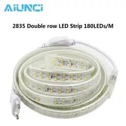 AC 220 V двухрядные светодиодные свет светодиодный полосы 2835 180 светодиодный s/M IP67 Водонепроницаемый на соответствие стандарту ЕС Мощность