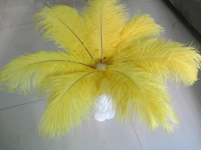Красивые страусиные перья 10 шт. Длина пера 10-12 дюймов/25-30 см свадьбы, чтобы украсить различные цвета на выбор - Цвет: yellow