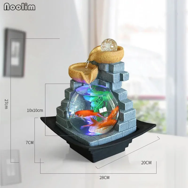 Лотос маленький рыбный резервуар скала фонтан фэн шуй украшения для помещений офиса Настольные Украшения креативный водный пейзаж ремесло подарок