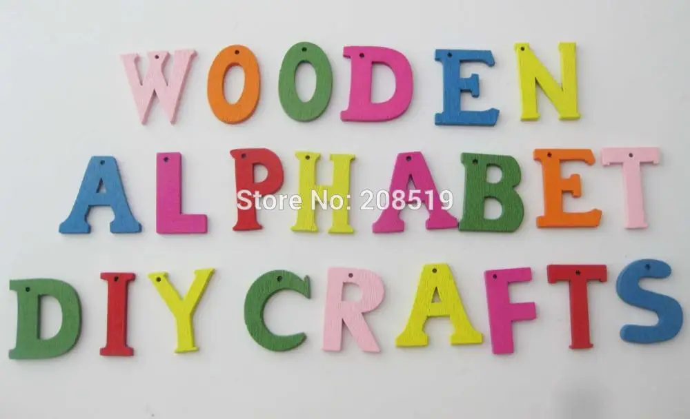 

WBNNOG Wood alphabet hanging hole buttons for craft Mix 200pcs 22MM Height DIY Decorative scrapbooking