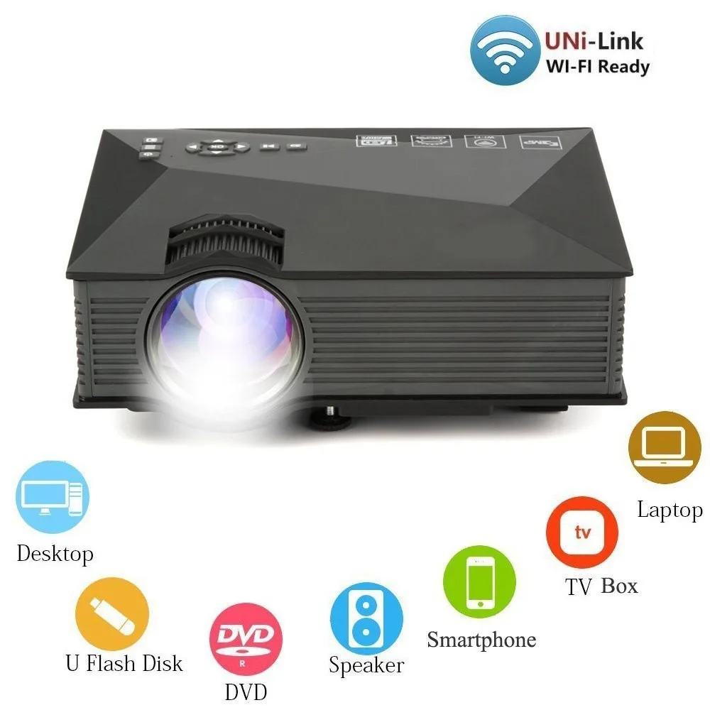 Salange UC68 2000 لومينز العارض UC46 ترقية عارض فيديو 800x480 WIFI دعم Miracast LED Proyector السينما المنزلية