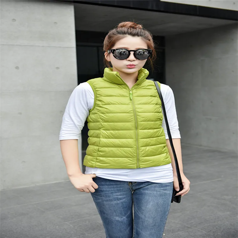 Women Thin Short Fashion 2018 New 90 White Duck Down Vest 8 Colors