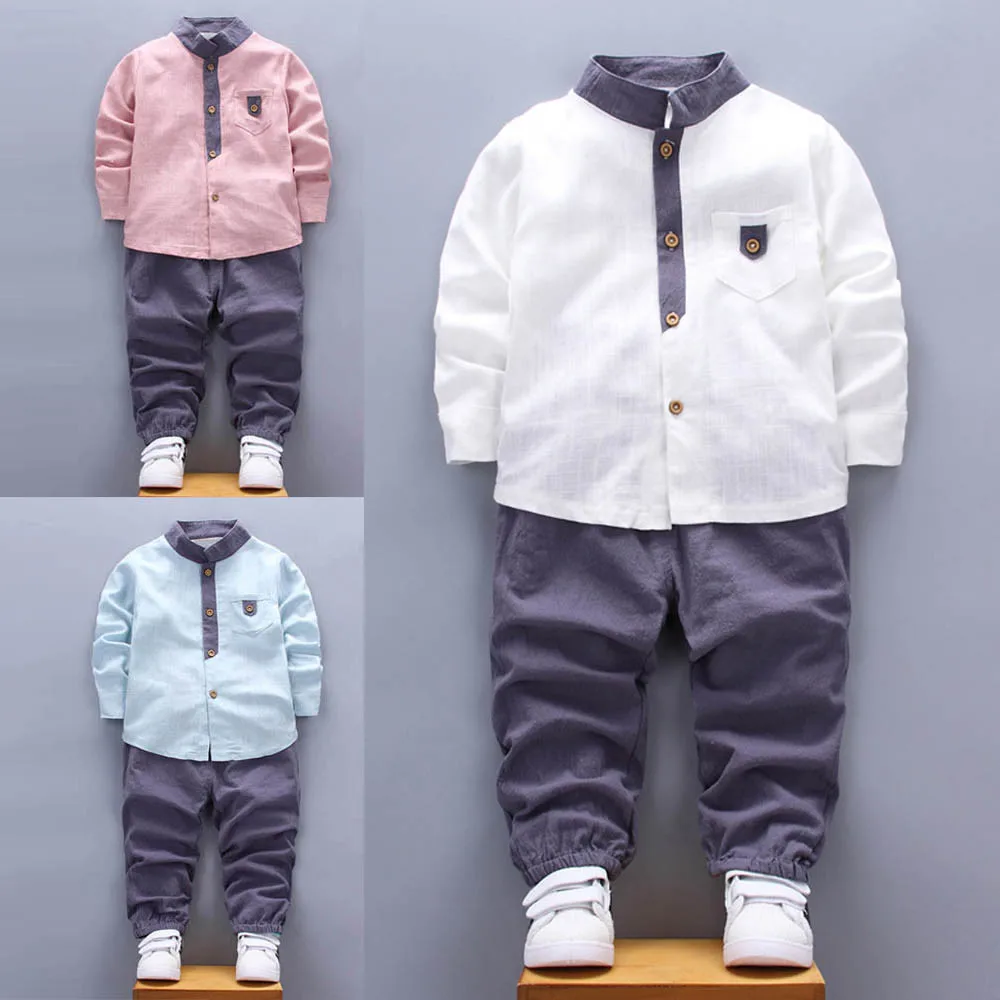 2PCS Toddler Baby Boys Kids Shirt Tops+Long Pants Clothes Outfits Gentleman Sets