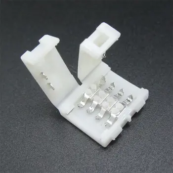 

100pcs/lot 10mm 4 Pin 5050 RGB LED pcb connector clip no soldering for LED strip joining free shipping