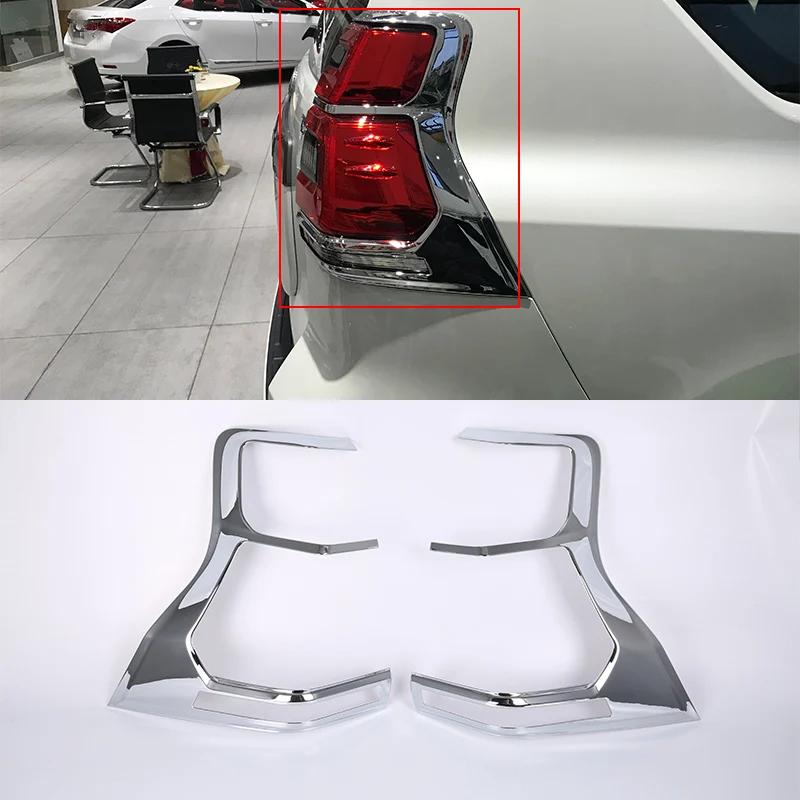 

Car Accessories Exterior Decoration ABS Chrome Rear Tail Light Lamp Cover Trim 2pcs For Toyota Prado FJ150 2018