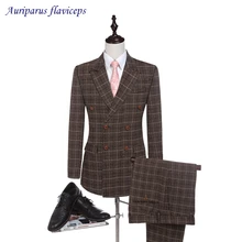 Изготовленный на заказ Высококачественный коричневый двубортный мужской свадебный костюм мужские костюмы HommeTerno Masculino(куртка+ брюки