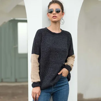 

2019 Autumn Sweater Women Warm Thicken Sweater Ladies Long Sleeve Knitted Sweaters Winter O-neck Sweater Black Pullover Female