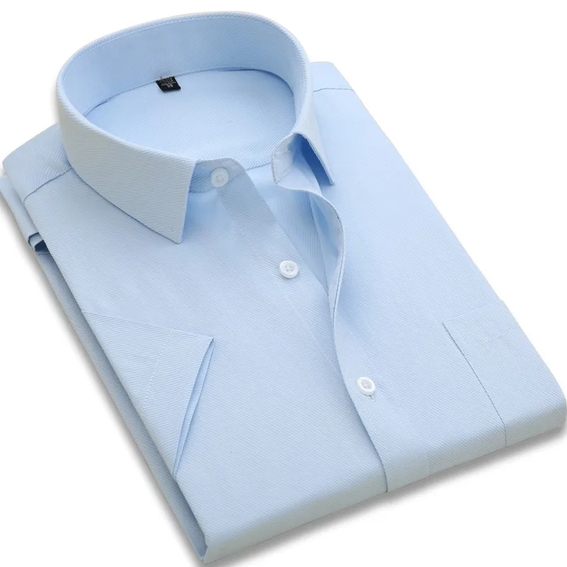 

Shirt Summer Thin Men's Casual Shirt Cotton Slim Casual Shirt Men's Short Sleeve Solid Color Stripe Breathable Office Shirt