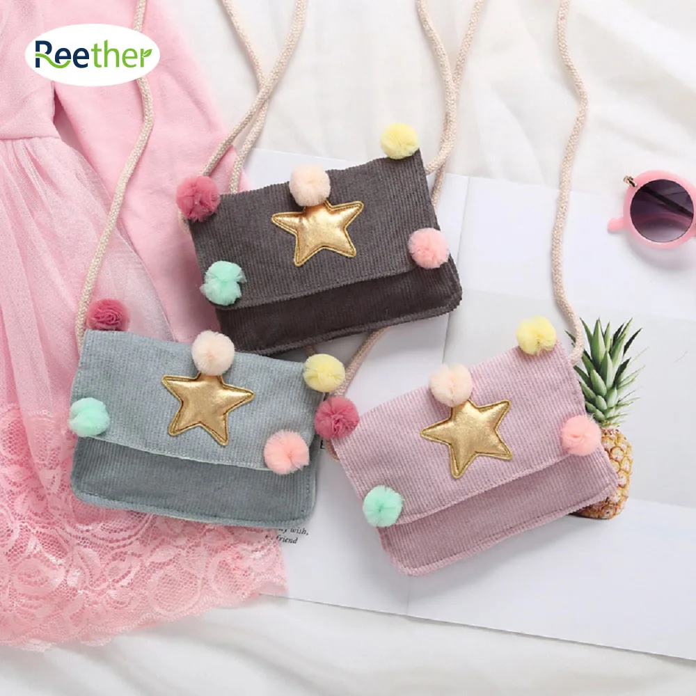 

Reether Children's Star Ball Bag Girls Messenger Bags Diagonal Purse Kid Cash Pouch Cute Package Decoration Gifts
