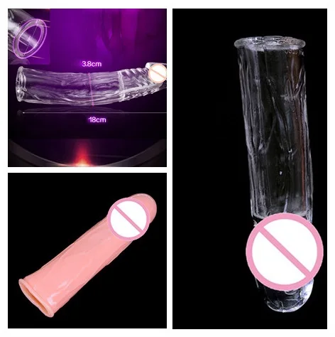 HWetR Male Enlargement Extensions Condom Cock Ring Penis Sleeve Men Delay Spray Clit Massager Vibrating Cover Ring Body Jewelry