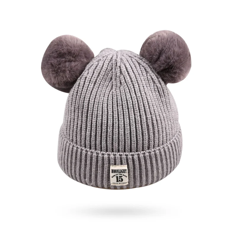 Pompom Knitted Baby Hat Warm Crochet Winter Beanie For Baby Boys Cute Toddler Baby Girls Hat Solid Knit Infant Beanie Hat New (13)