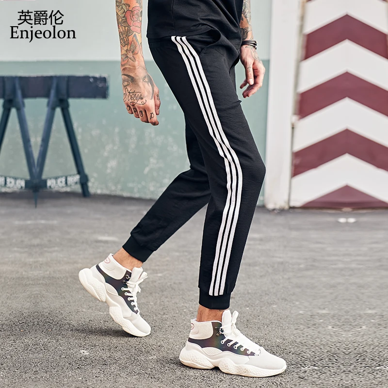 

Enjeolon brand new long straight trousers pants joggers men fashion sweatpants men streetwear cool pants for men pants KZ6351