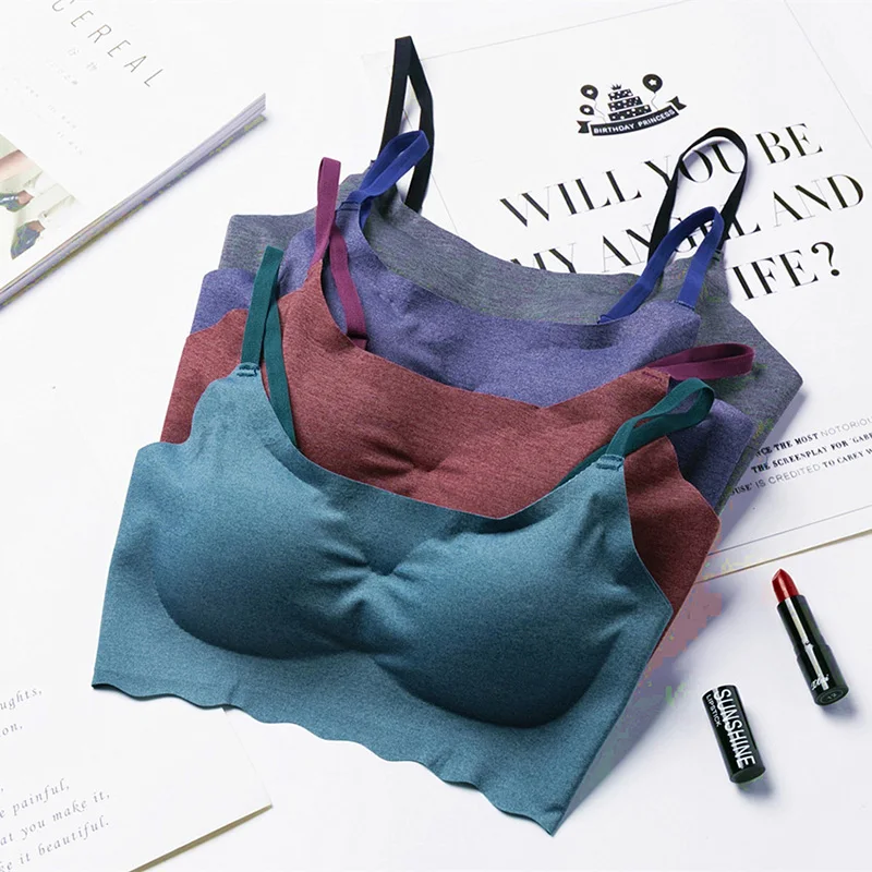  New Padded Bras For Women Soft Lingerie Sleeping Bra Tops Wire Free Bralette Sports Brassiere Femal
