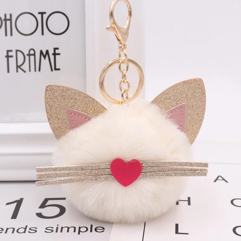 

20pcs/lot Baby Shower Party Favors Guest Giveaway Cat with PU Beard Keychains Personalized Christmas Gift For Wedding Souvenir