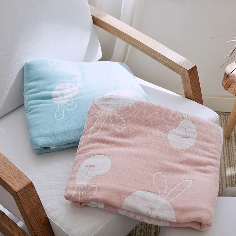 

100% Cotton Soft Blankets For Beds Japan Style Rabbit Printed Summer Quilt Summer Bedspread Blankets