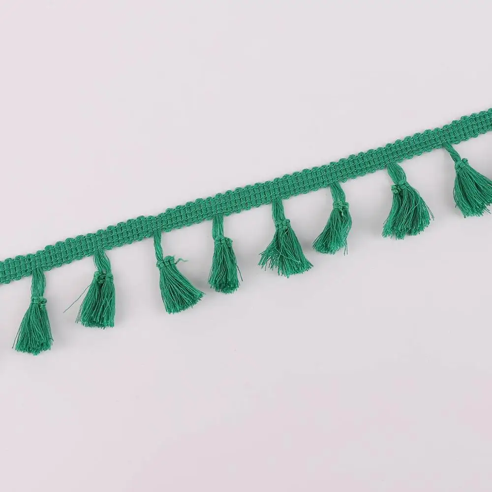 5 ярдов/партия, со шнуровкой и кисточками, ткань помпонами мяч лента с бахромой Свадебная вечеринка украшения DIY Швейные аксессуары - Цвет: Green